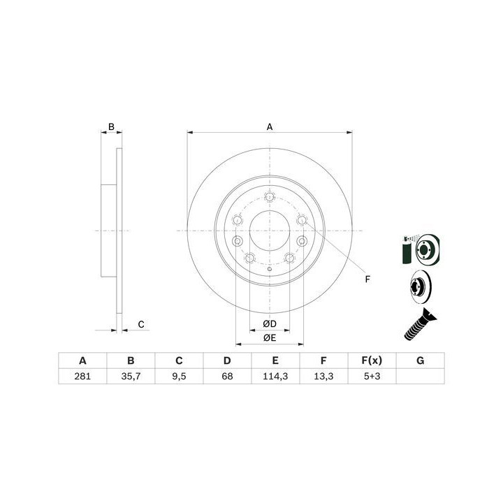 Stabdžių diskas BOSCH 0 986 479 E55