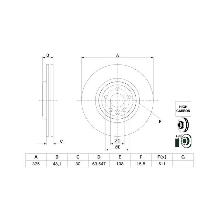 Stabdžių diskas BOSCH 0 986 479 G32