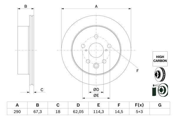 Stabdžių diskas BOSCH 0 986 479 G64