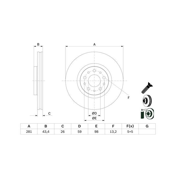 Stabdžių diskas BOSCH 0 986 479 G82