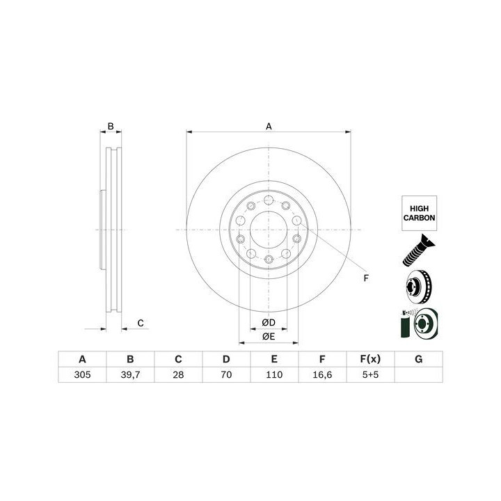 Stabdžių diskas BOSCH 0 986 479 G89