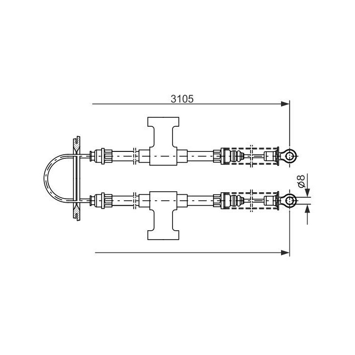 Trosas, stovėjimo stabdys BOSCH 1 987 477 388