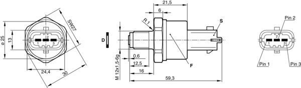 Jutiklis, degalų slėgis BOSCH 0 281 002 522