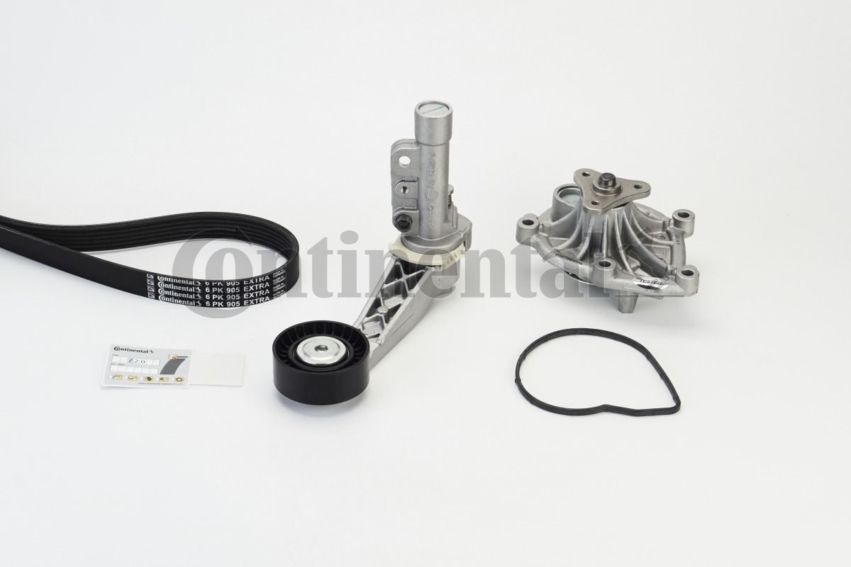 Vandens siurblys + V formos rumbuotas diržas, komplektas CONTINENTAL CTAM 6PK905 EXTRA WP1