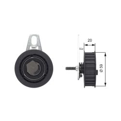 įtempiklio skriemulys, paskirstymo diržas GATES T43108