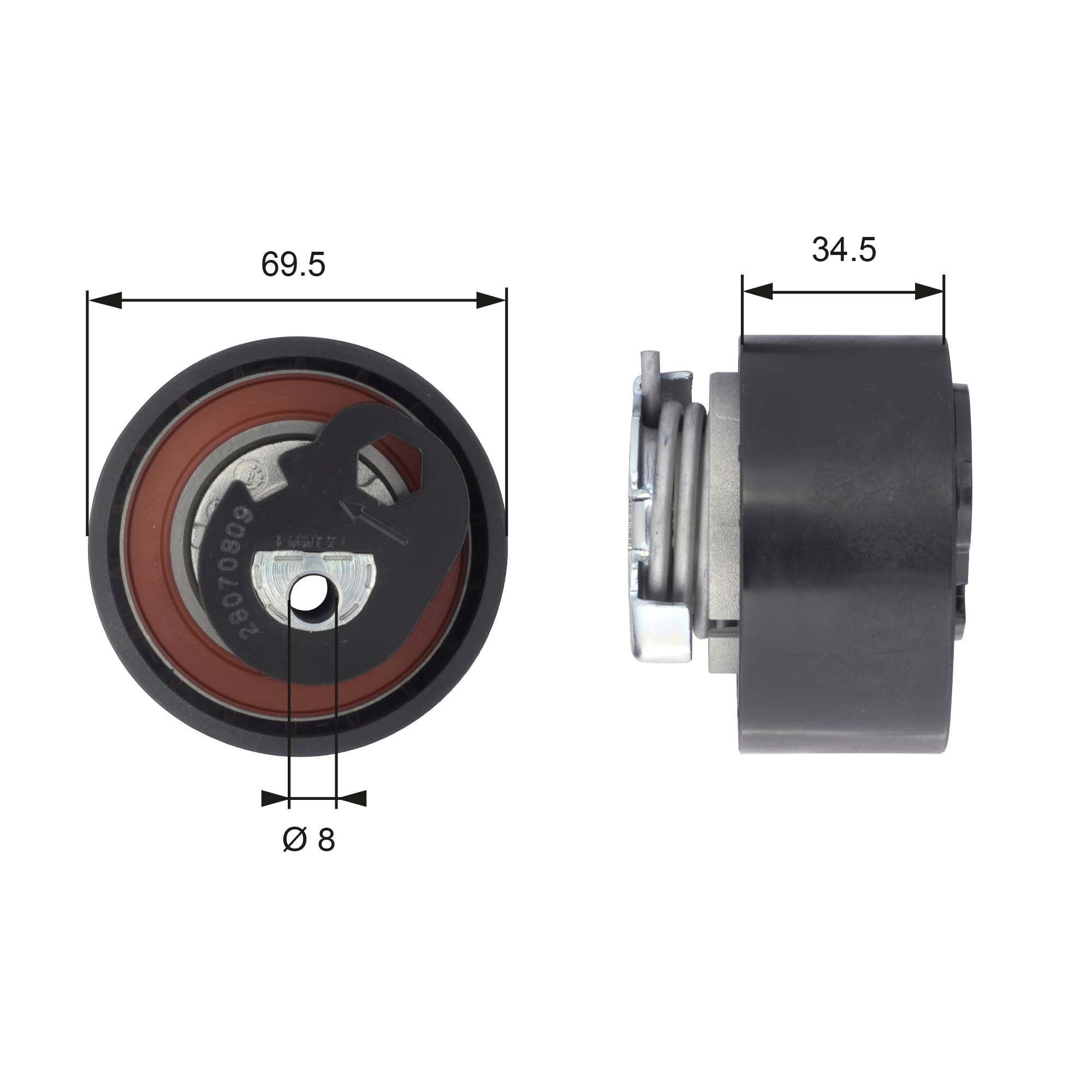 įtempiklio skriemulys, paskirstymo diržas GATES T43200