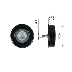 įtempiklio skriemulys, V formos rumbuotas diržas GATES T39362