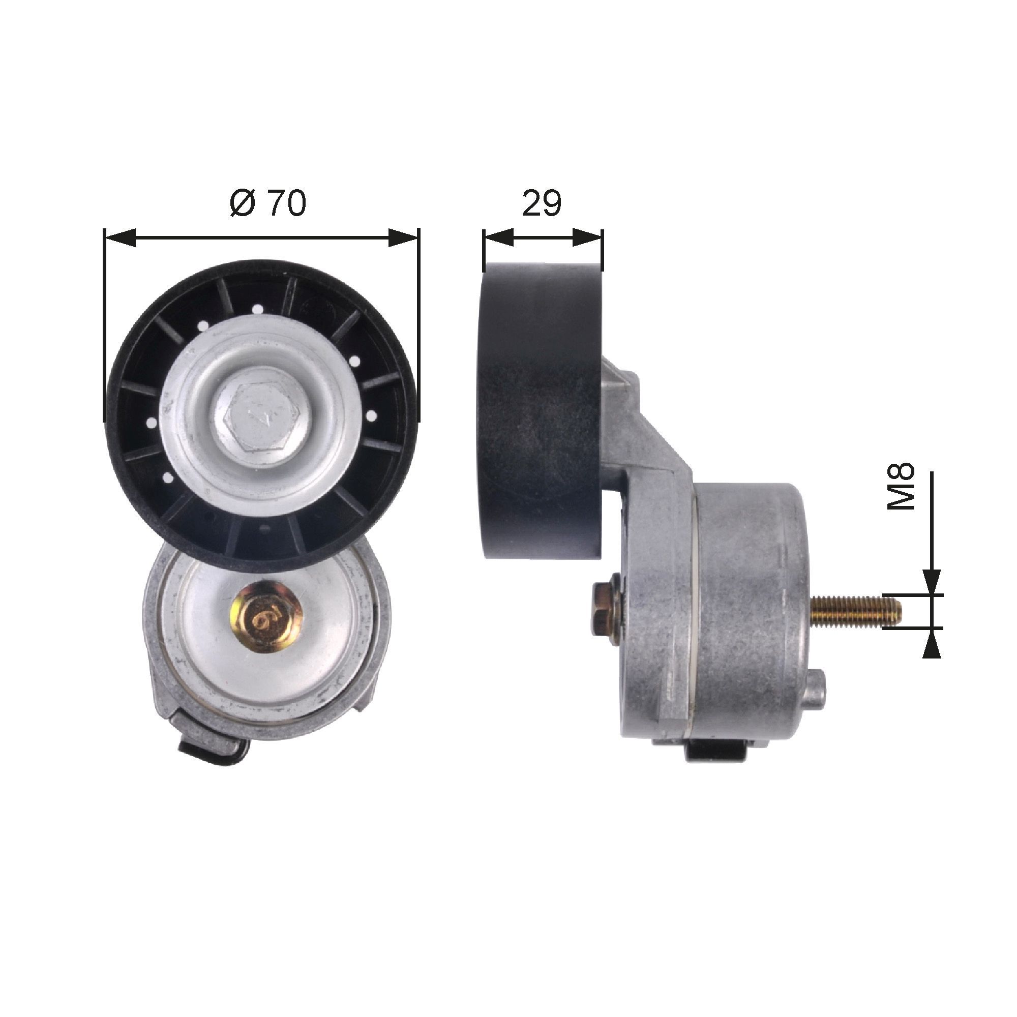Diržo įtempiklis, V formos rumbuotas diržas GATES T39139
