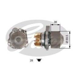 Vandens siurblys, variklio aušinimas GATES WP0106