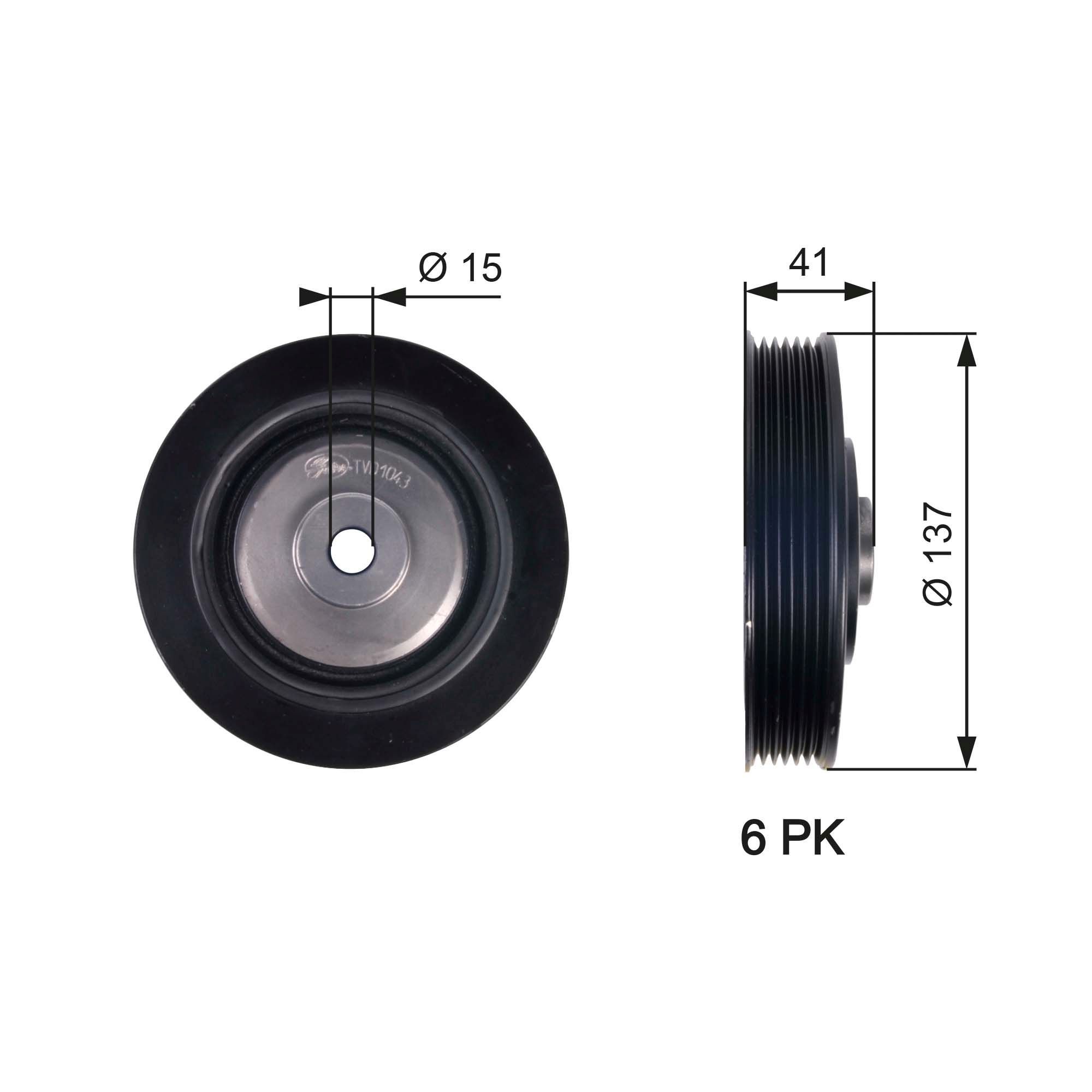 Skriemulys, alkūninis velenas GATES TVD1043
