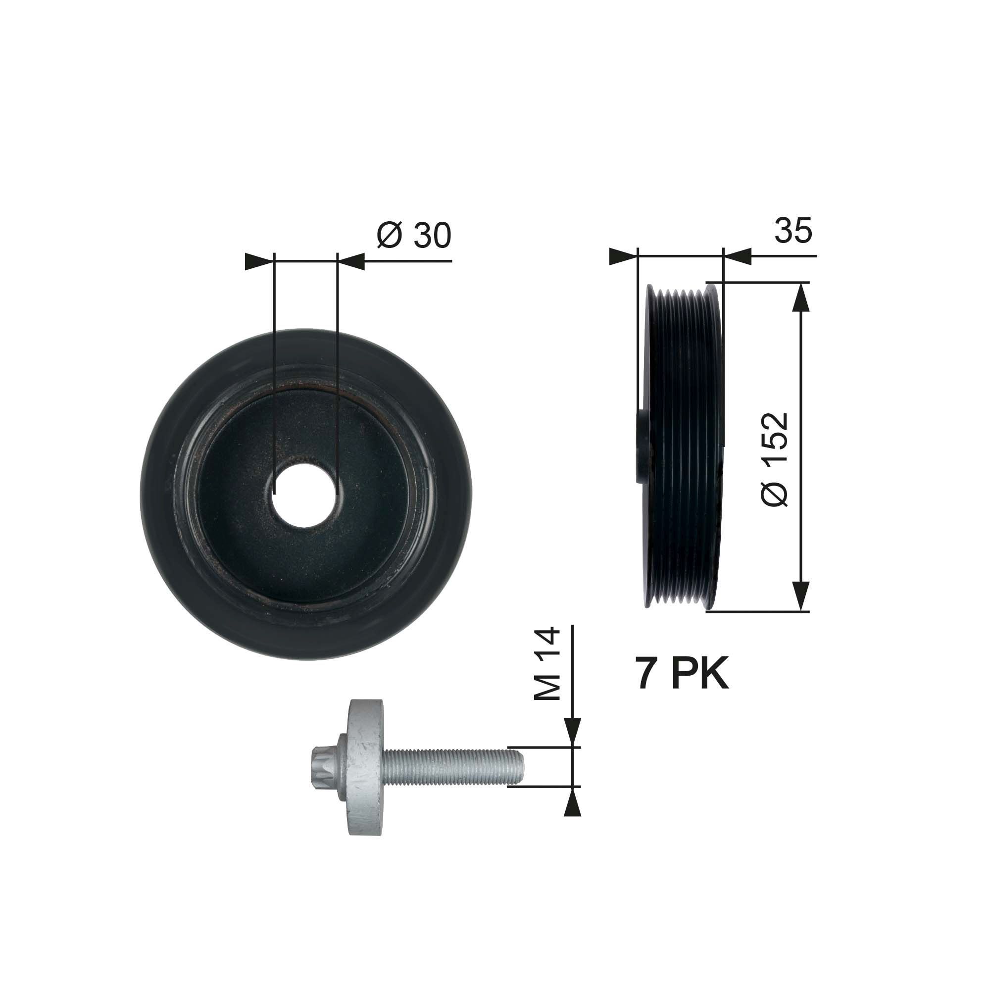 Skriemulys, alkūninis velenas GATES TVD1127A