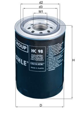 Filtras, hidraulinė sistema KNECHT HC 98