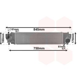 Tarpinis suslėgto oro aušintuvas, kompresorius VAN WEZEL 06014702