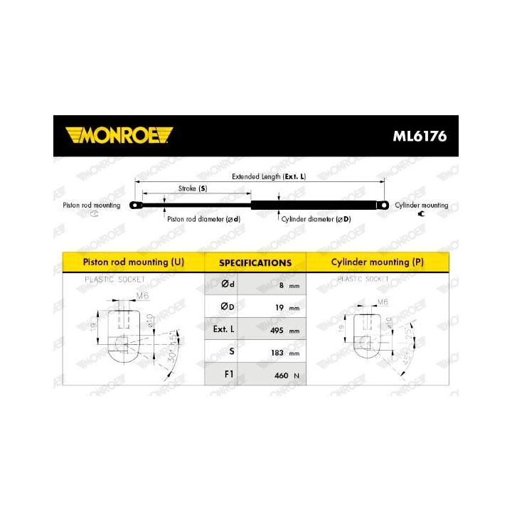 Dujinė spyruoklė, bagažinė MONROE ML6176