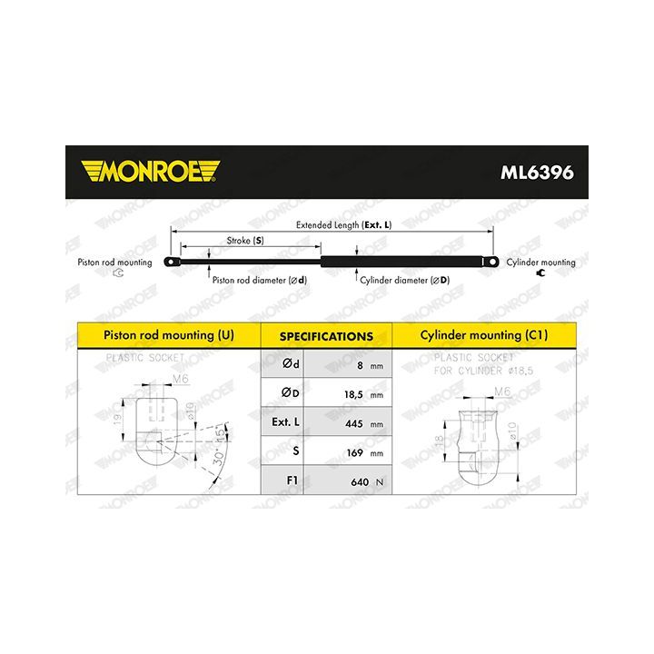 Dujinė spyruoklė, bagažinė MONROE ML6396