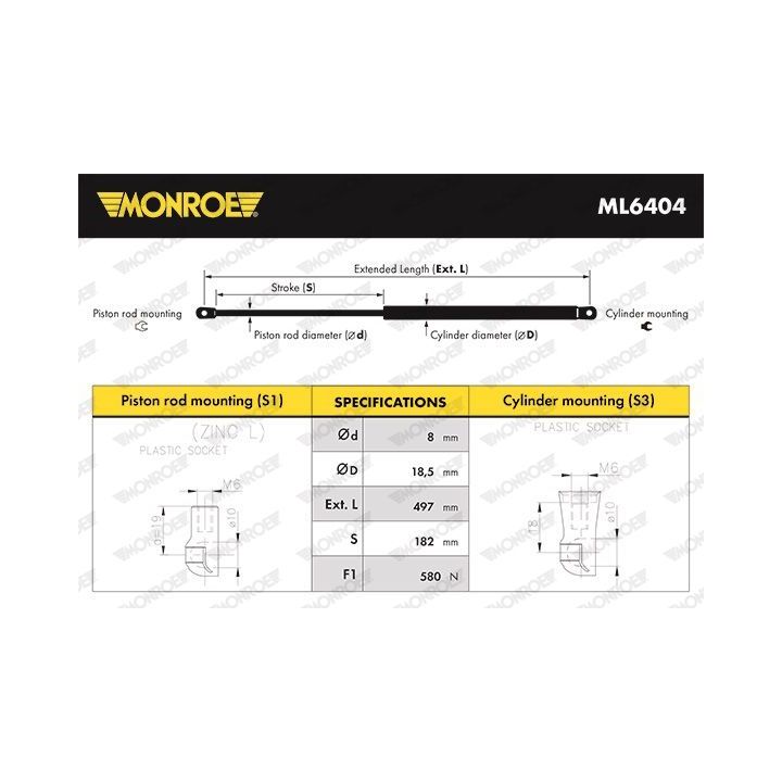 Dujinė spyruoklė, bagažinė MONROE ML6404