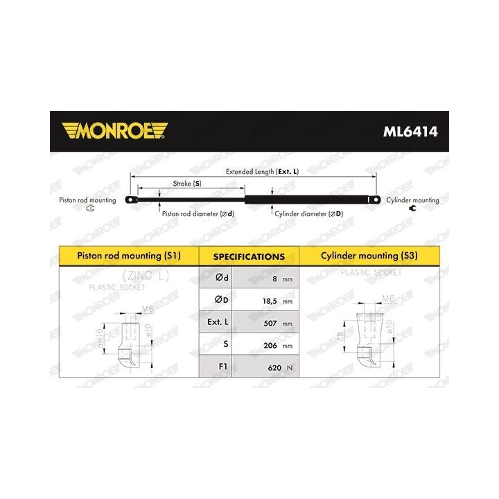 Dujinė spyruoklė, bagažinė MONROE ML6414