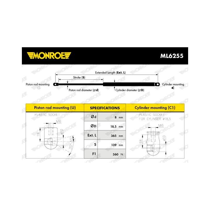 Dujinė spyruoklė, gaubtas MONROE ML6255