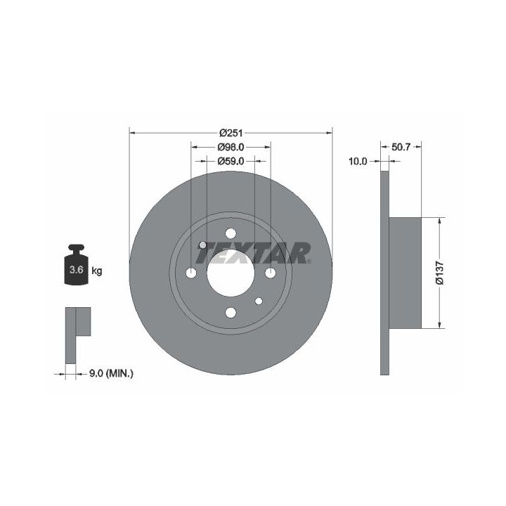 Stabdžių diskas TEXTAR 92034203