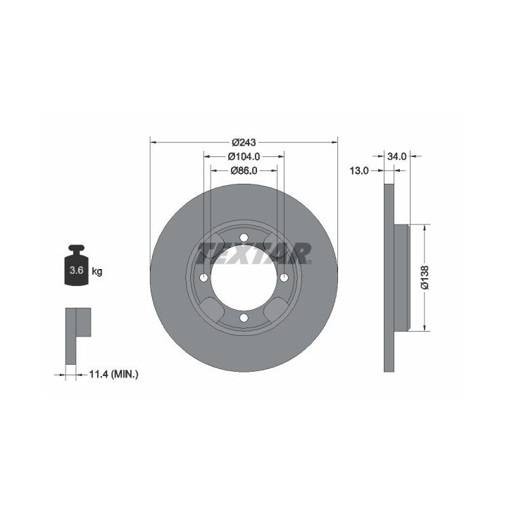 Stabdžių diskas TEXTAR 92034600