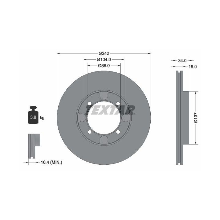 Stabdžių diskas TEXTAR 92034700