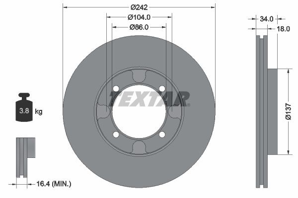 Stabdžių diskas TEXTAR 92034700
