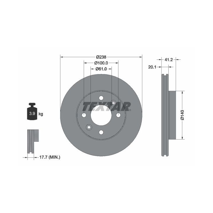Stabdžių diskas TEXTAR 92036203