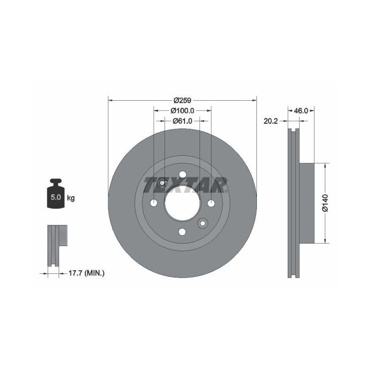 Stabdžių diskas TEXTAR 92036400