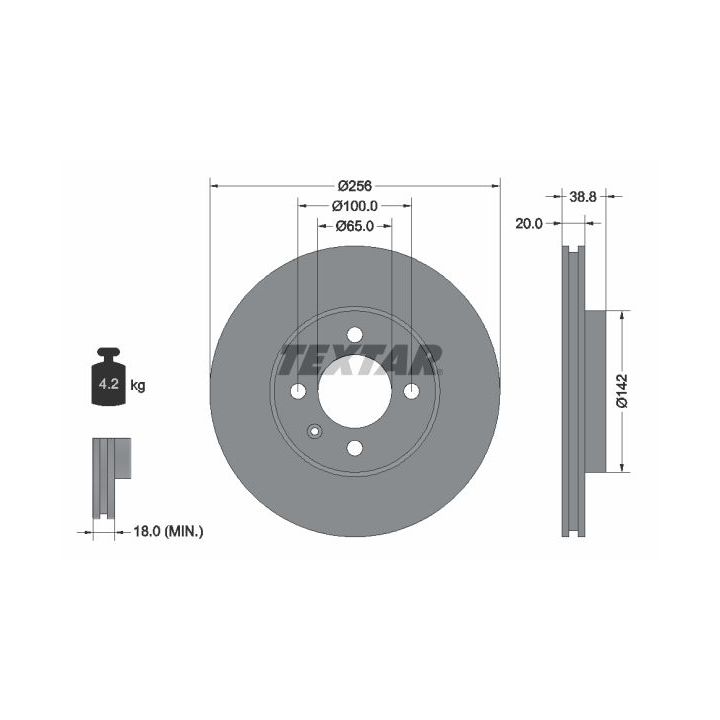 Stabdžių diskas TEXTAR 92036803
