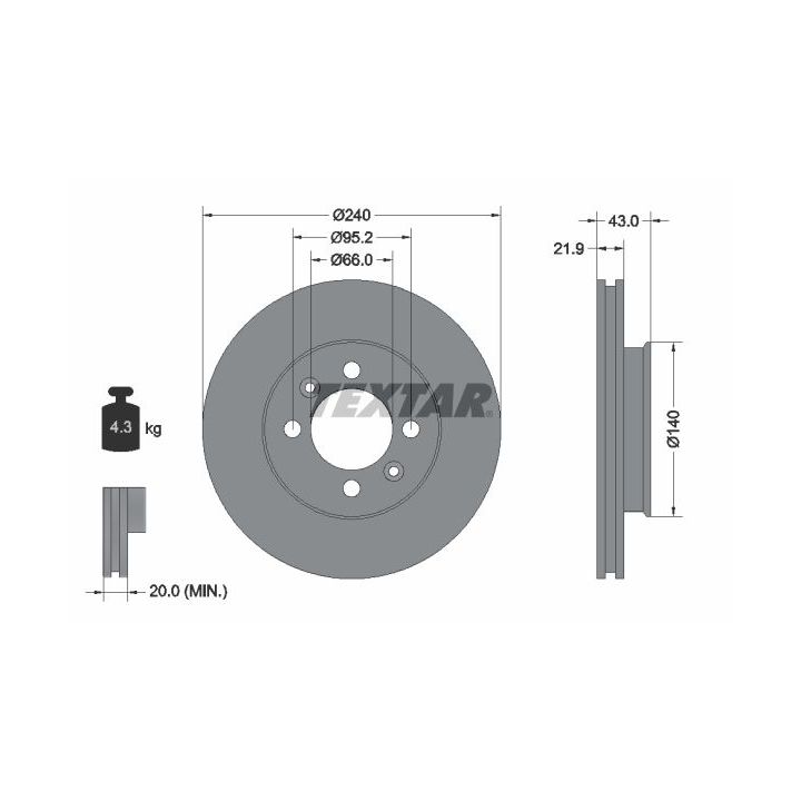 Stabdžių diskas TEXTAR 92044500