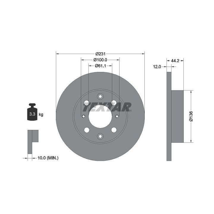 Stabdžių diskas TEXTAR 92046300