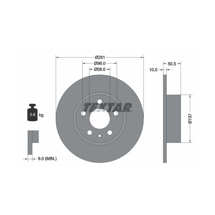 Stabdžių diskas TEXTAR 92046903