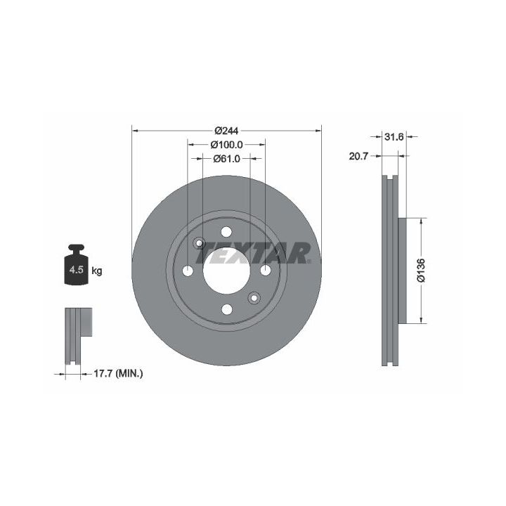 Stabdžių diskas TEXTAR 92049500
