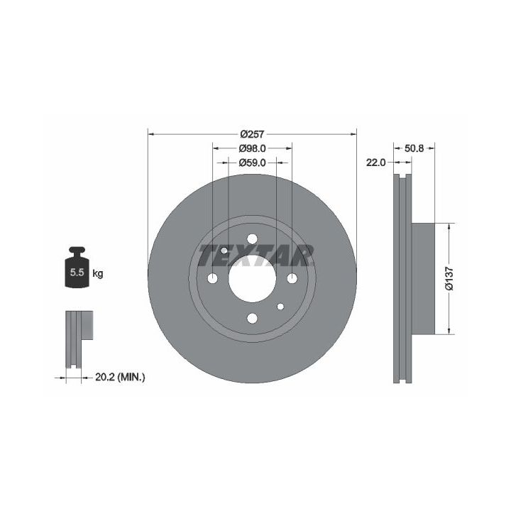 Stabdžių diskas TEXTAR 92052100