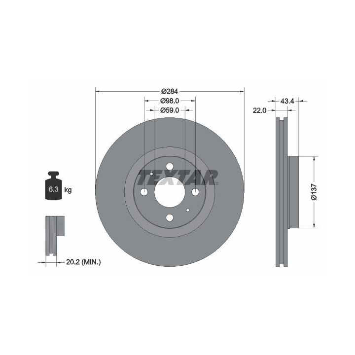 Stabdžių diskas TEXTAR 92053500
