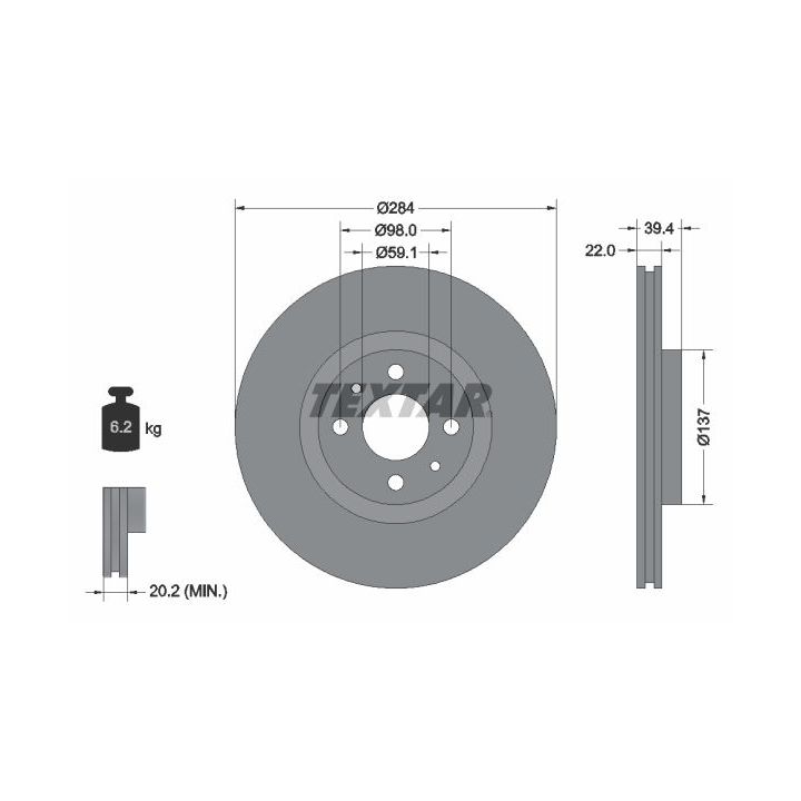 Stabdžių diskas TEXTAR 92055203