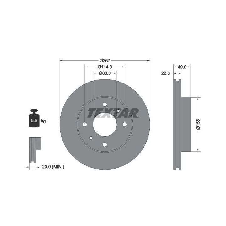 Stabdžių diskas TEXTAR 92056300