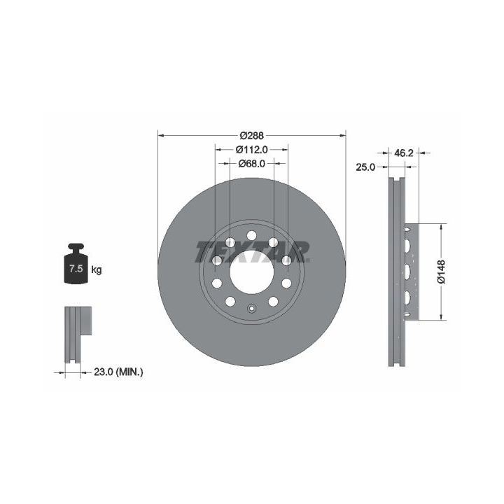 Stabdžių diskas TEXTAR 92057603