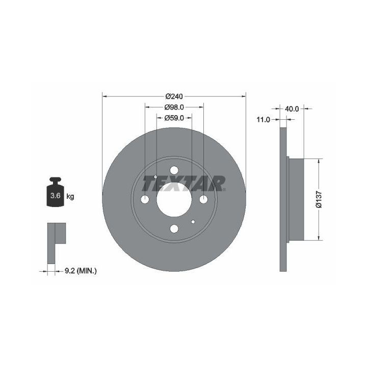Stabdžių diskas TEXTAR 92061103