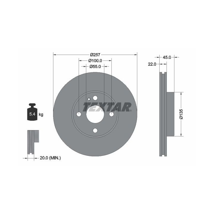 Stabdžių diskas TEXTAR 92061600