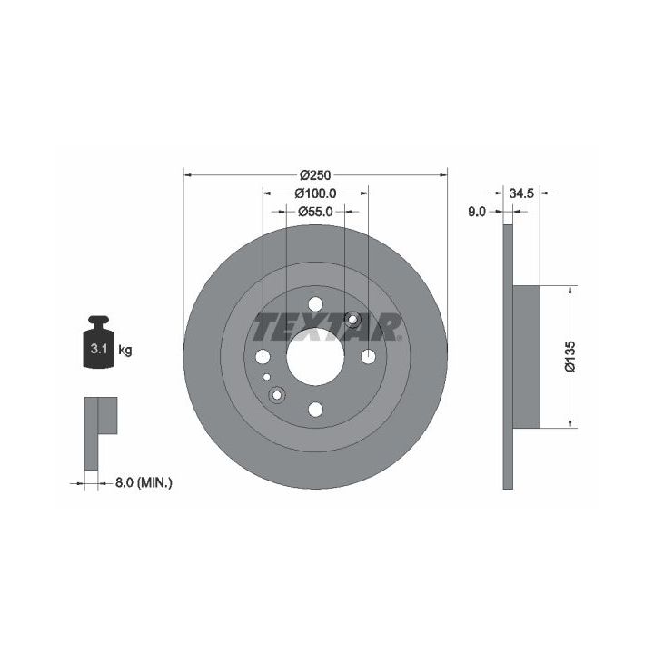 Stabdžių diskas TEXTAR 92061700