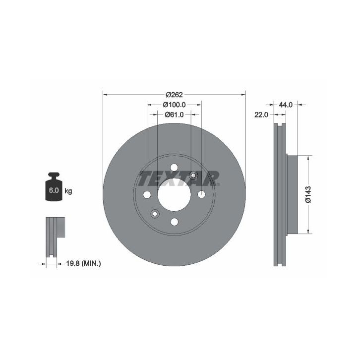 Stabdžių diskas TEXTAR 92064803
