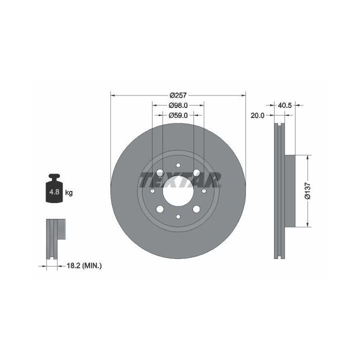 Stabdžių diskas TEXTAR 92068500