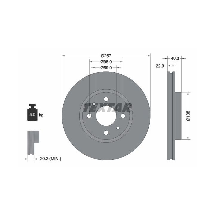 Stabdžių diskas TEXTAR 92069600