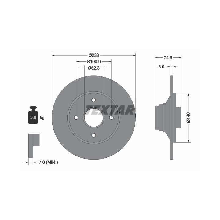 Stabdžių diskas TEXTAR 92070300