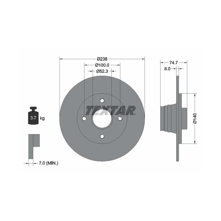 Stabdžių diskas TEXTAR 92081200