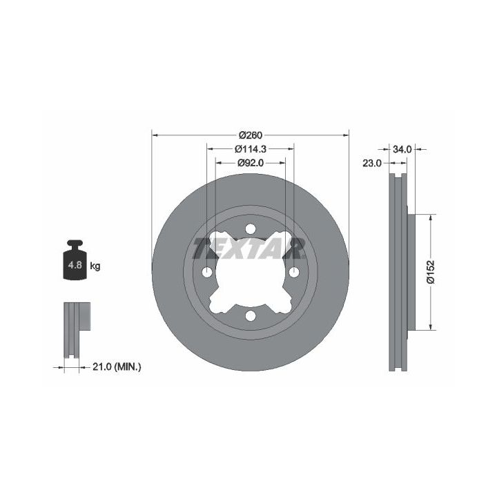 Stabdžių diskas TEXTAR 92081500