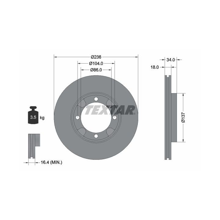 Stabdžių diskas TEXTAR 92082100