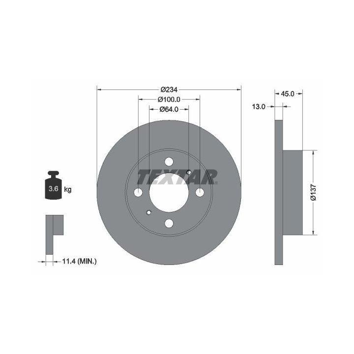 Stabdžių diskas TEXTAR 92089300