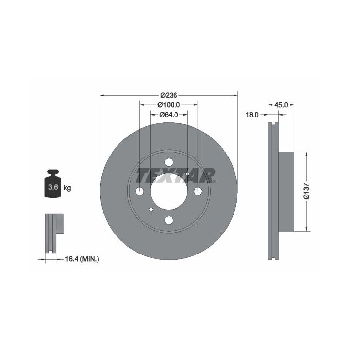 Stabdžių diskas TEXTAR 92089400
